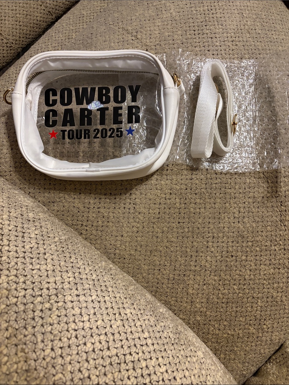 Cowboy Carter Tour 2025 Clear Crossbody Bag - White Trim Beyoncé concert